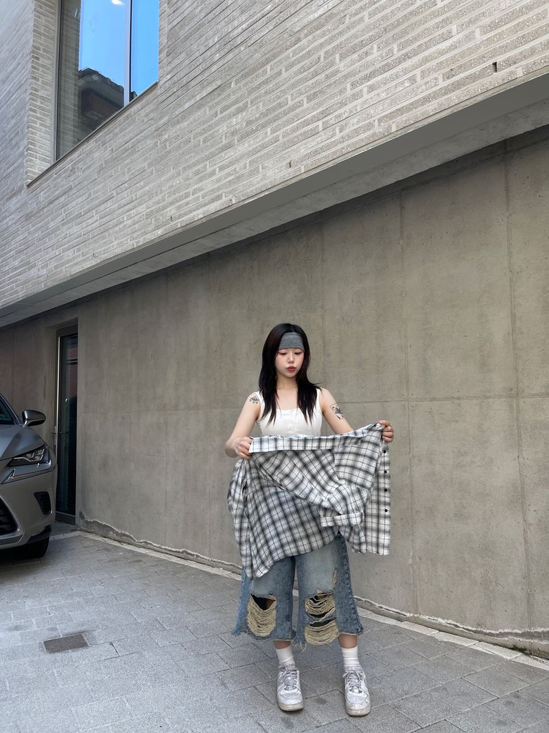 Spark Destroyed Denim Bermuda Pants