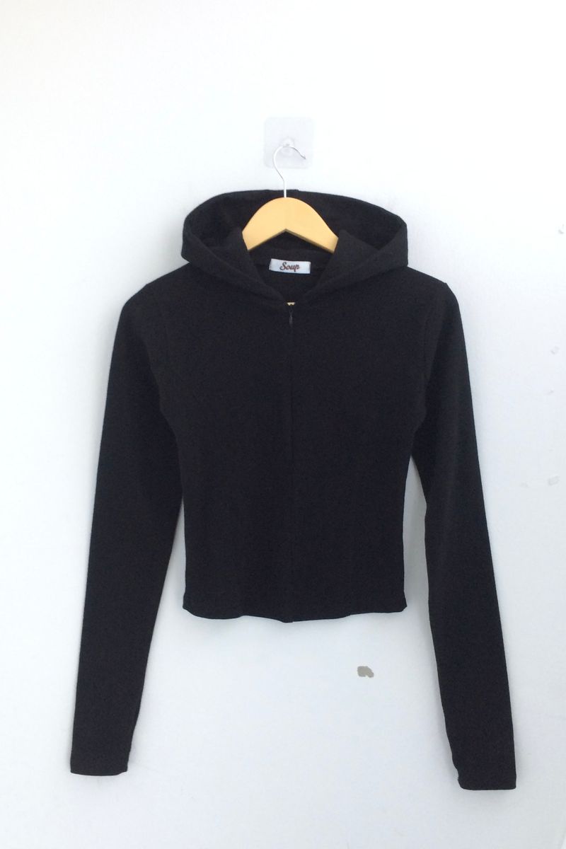 Fingerhole line hooded half zipup