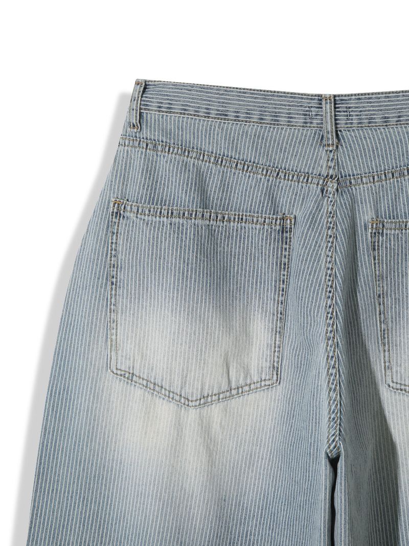 Naughty Stripe Balloon Denim Pants 2C