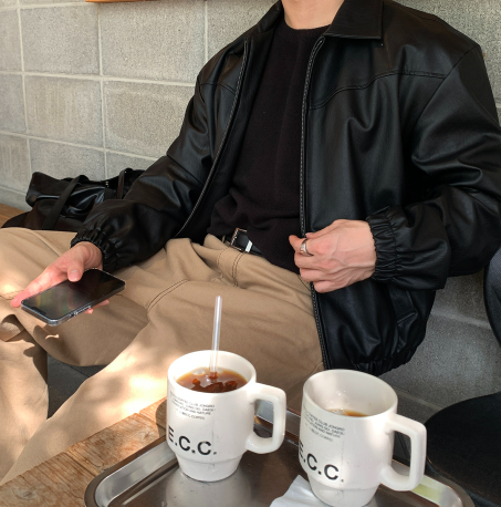 Waini Crack Two-Way Semi-Over Leather Jacket