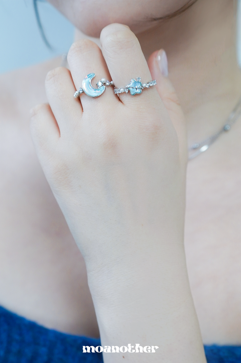 Blueming Star Moon Ring