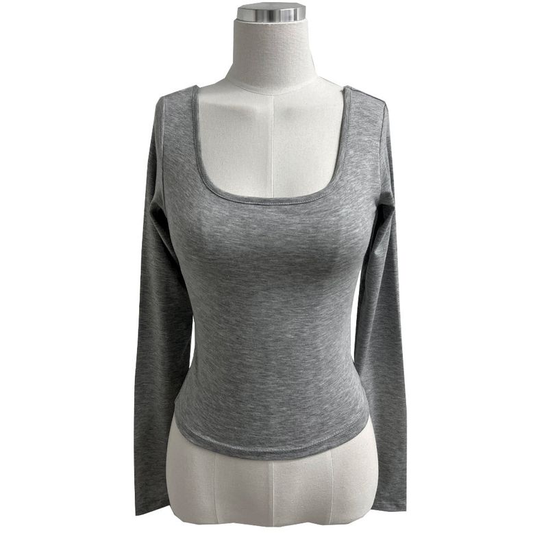 Cutout Back Slit Round Neck Long Sleeve Tee (4 Colors)