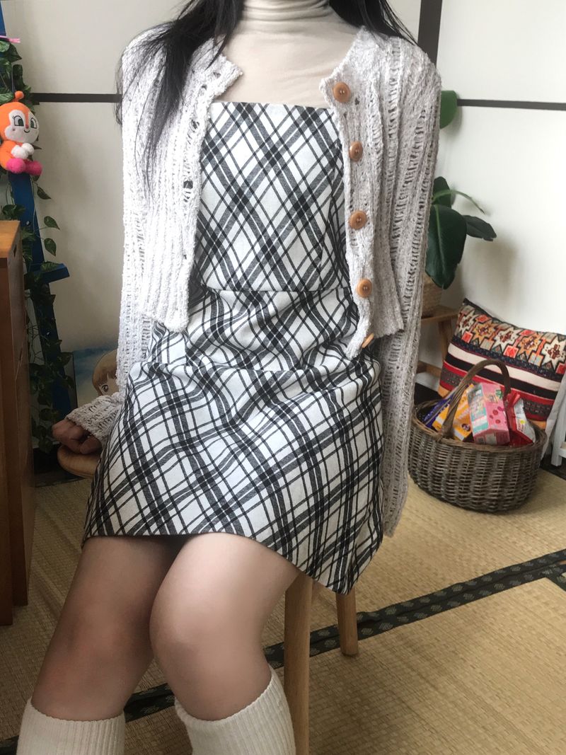 Layered romantic checkered bustier dress