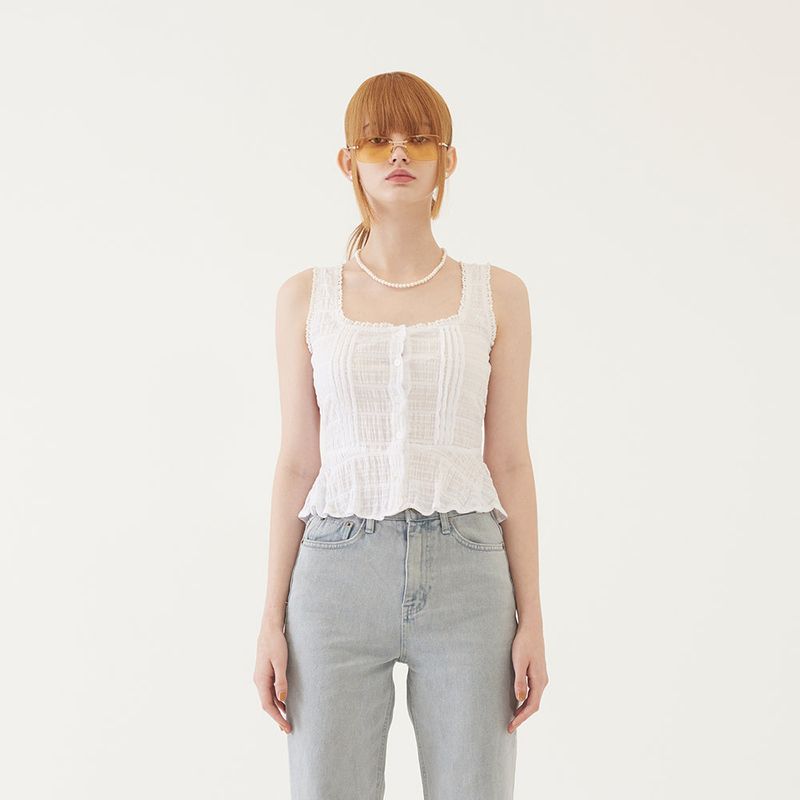 SLEEVELESS BUTTONED TOP (WHITE)