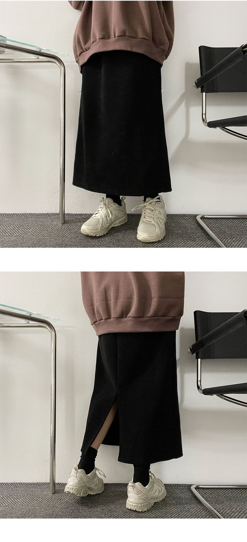 [Fleece] Tayo Back Slit Corduroy Skirt