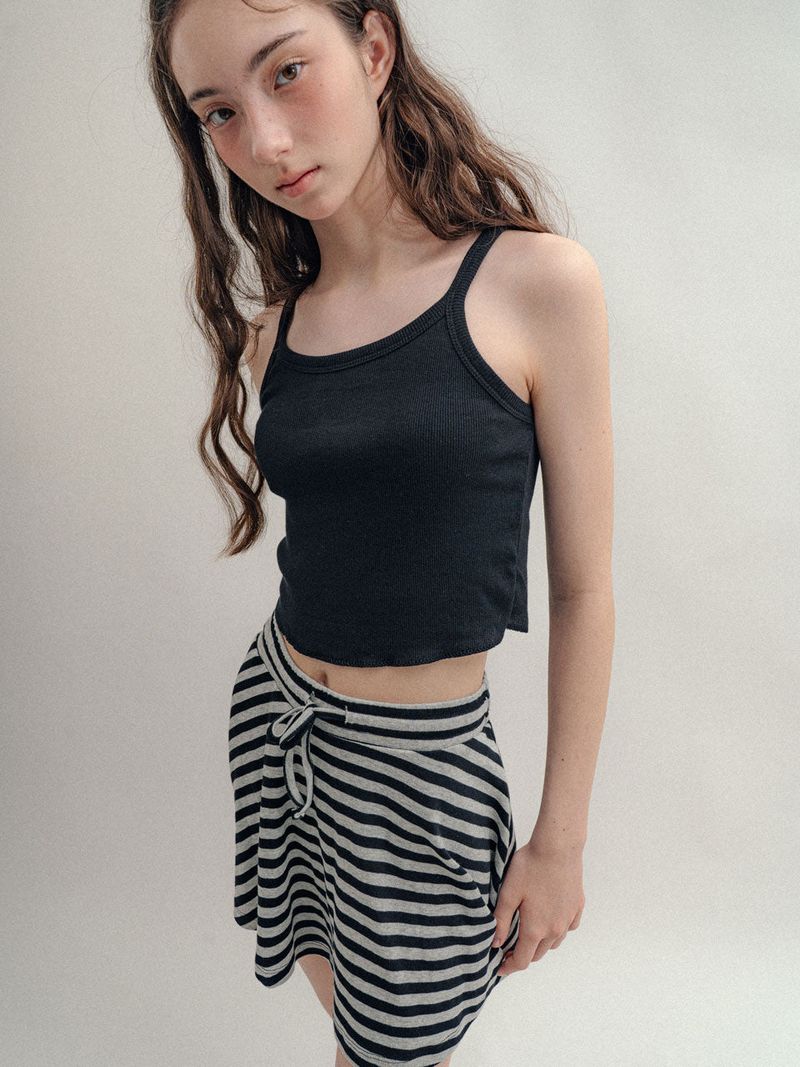 Striped Mini Skirt_Charcoal