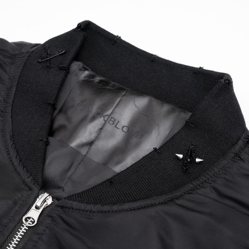 BBD Ripped Custom Sprayed logo MA-1 Bomber Jacket (Black)