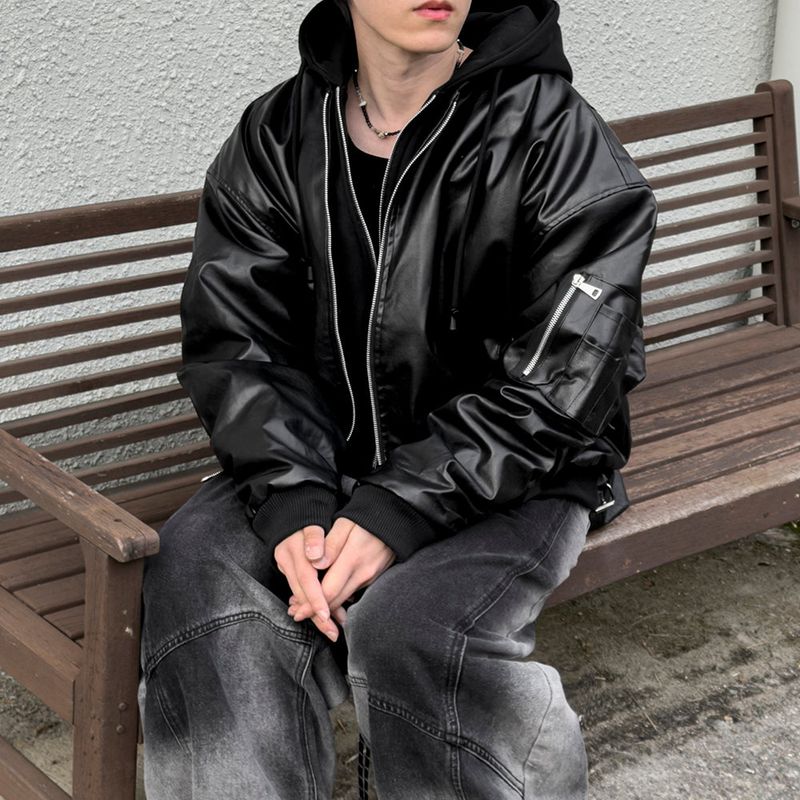 Neren Hood Bomber Leather Padding