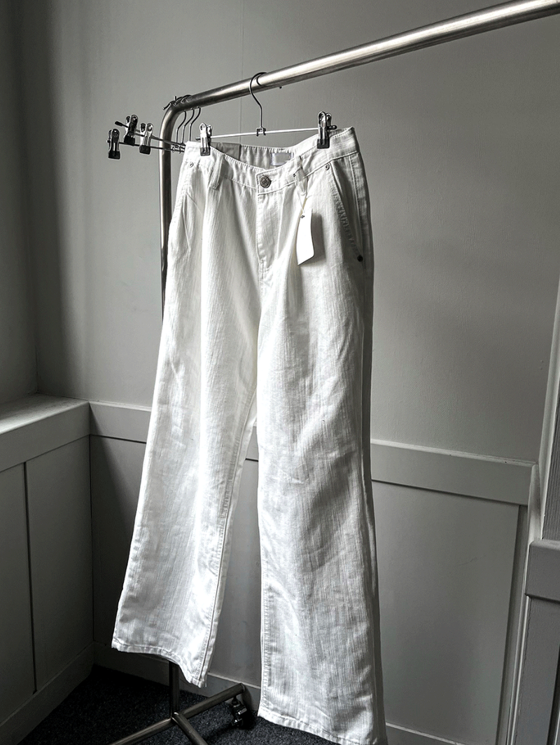 slob white wide denim pants
