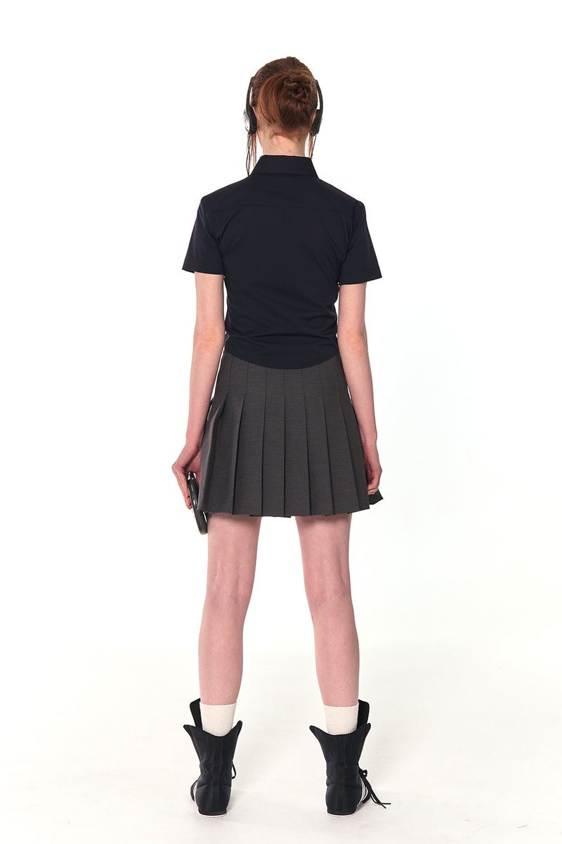 SLIM LINE CROP SHIRTS (NAVY)