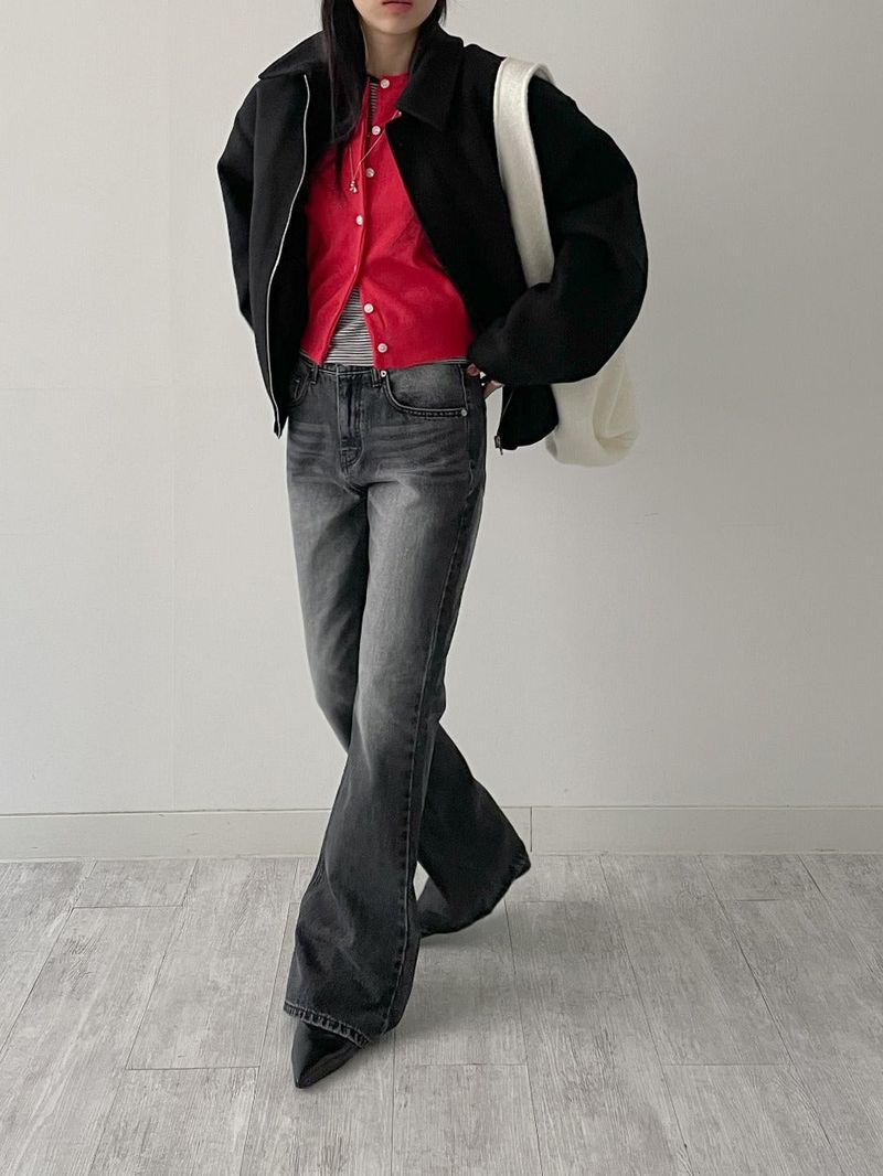 [unisex] 641 cat-washed bootcut denim pants