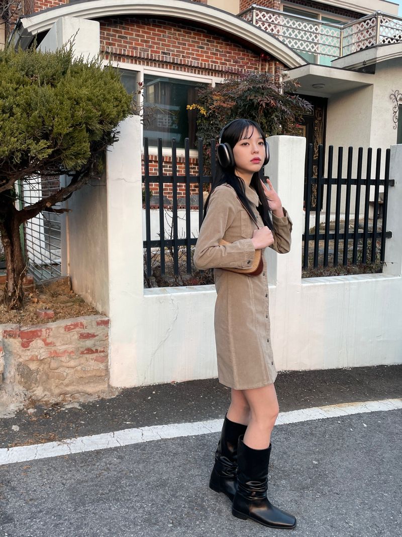 Square wrinkle middle boots 