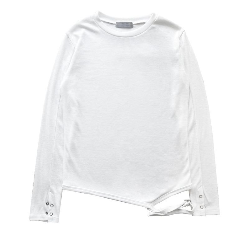 Eyelet buckle bottom hem strap long sleeve tee (3 colors)