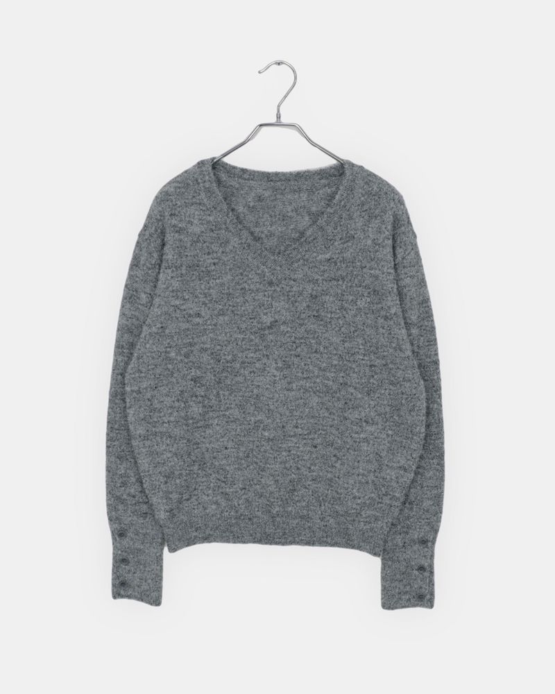 Eha Button Warmer Wool V-neck Knit