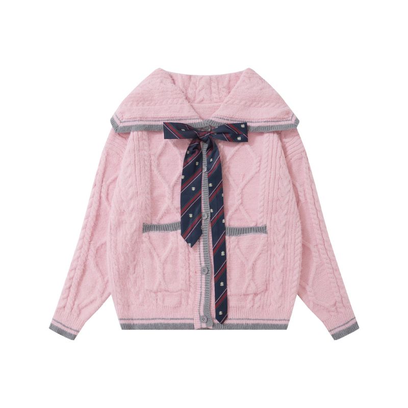 Cookie Check Tie Knit Cardigan