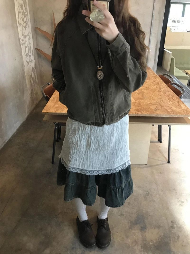 sear denim tiered skirt
