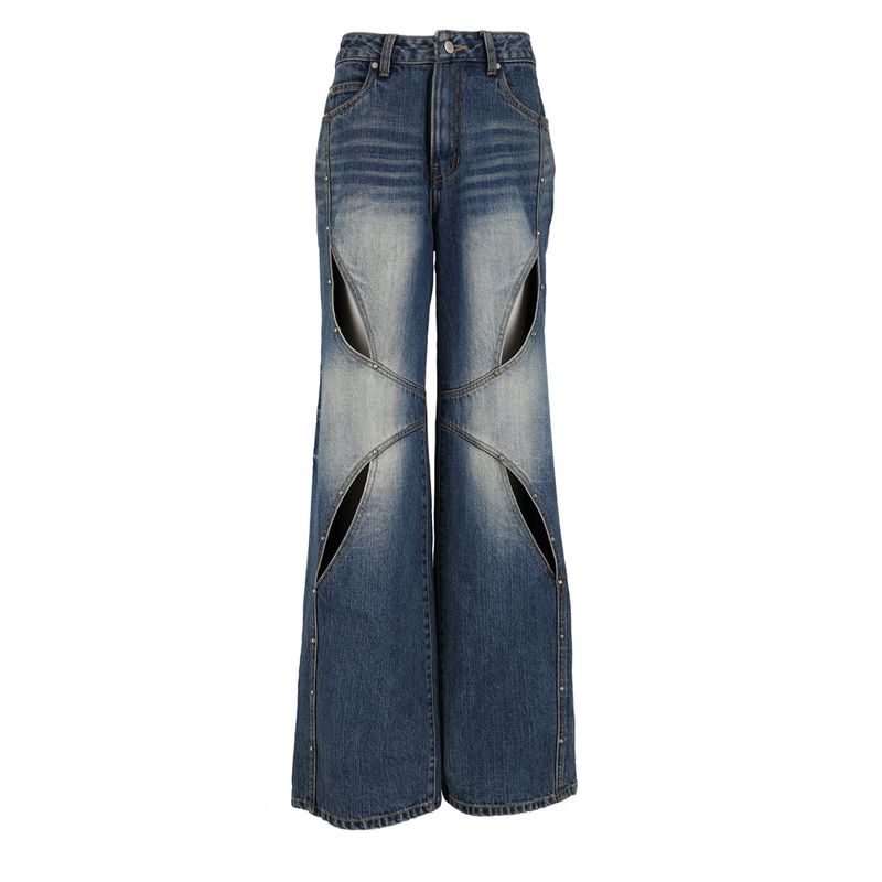 DILETTANTISME(ディレッタンティズム)の「Stud Cat Eye Cut out denim pants(Pants)」