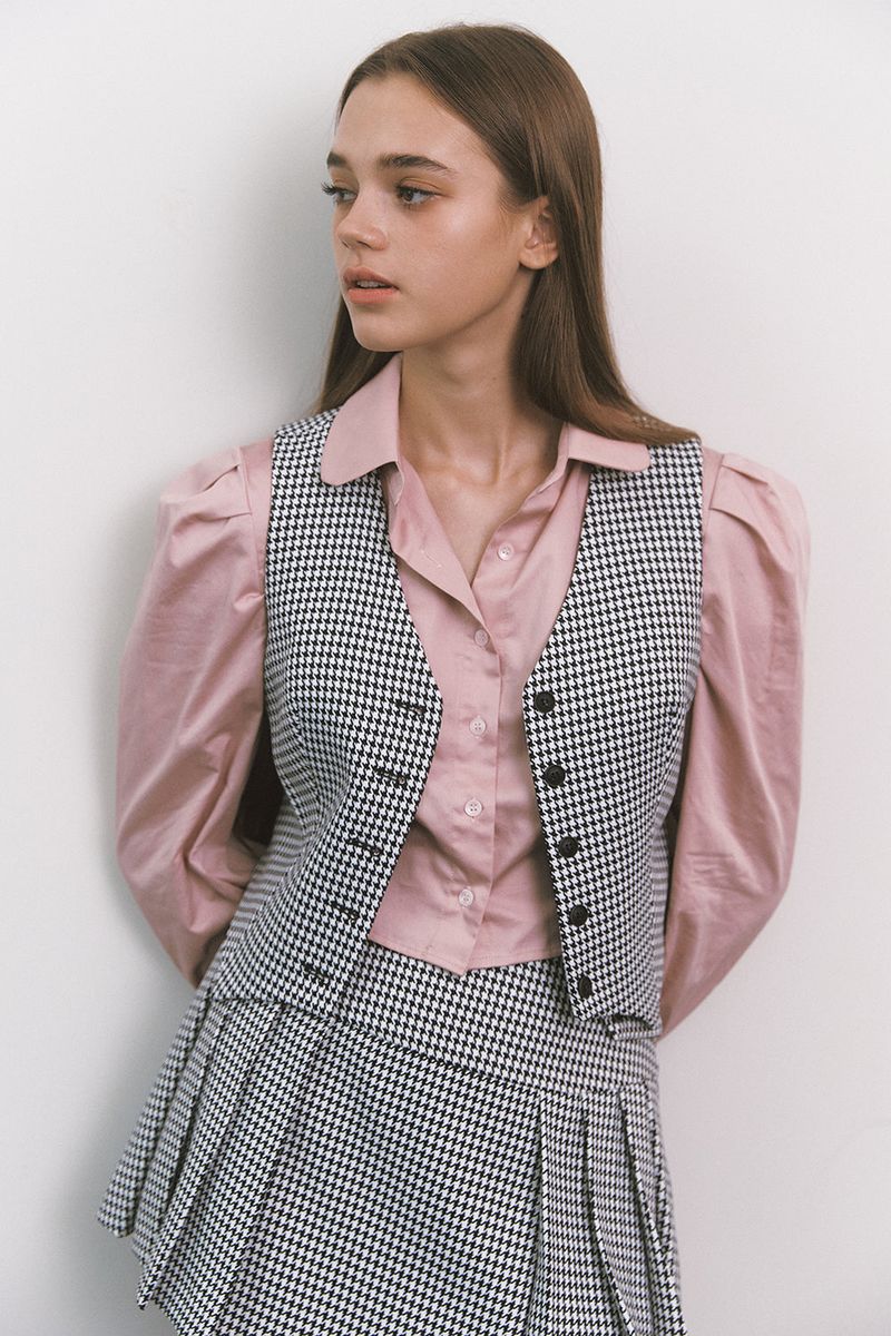 Cropped Puff Shirt Pink