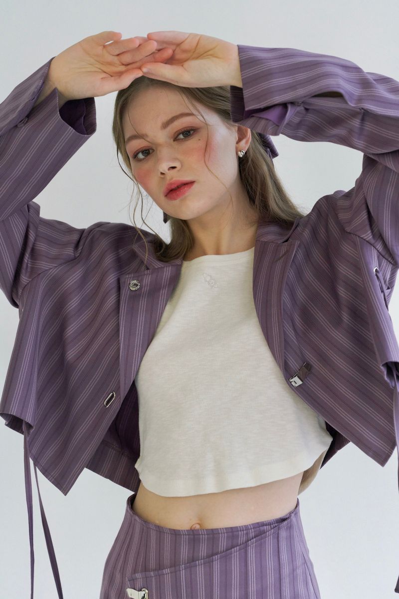 PLEATS CROP JK (PURPLE)