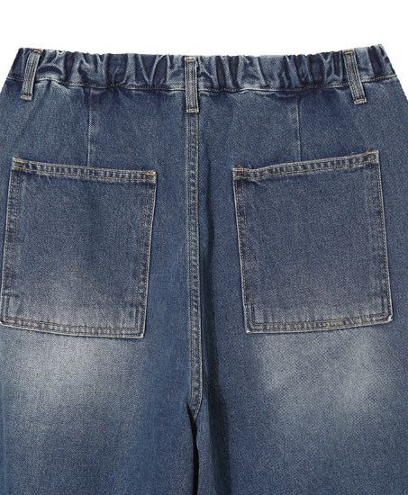 Puffer balloon half-banding denim pants