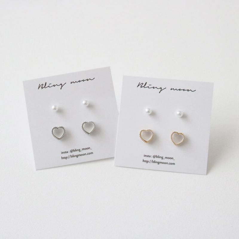 Blingmoon（ブリングムーン）の「【2個セット】ルミナスハートパールイヤリングセット/2カラー（アクセサリー）」