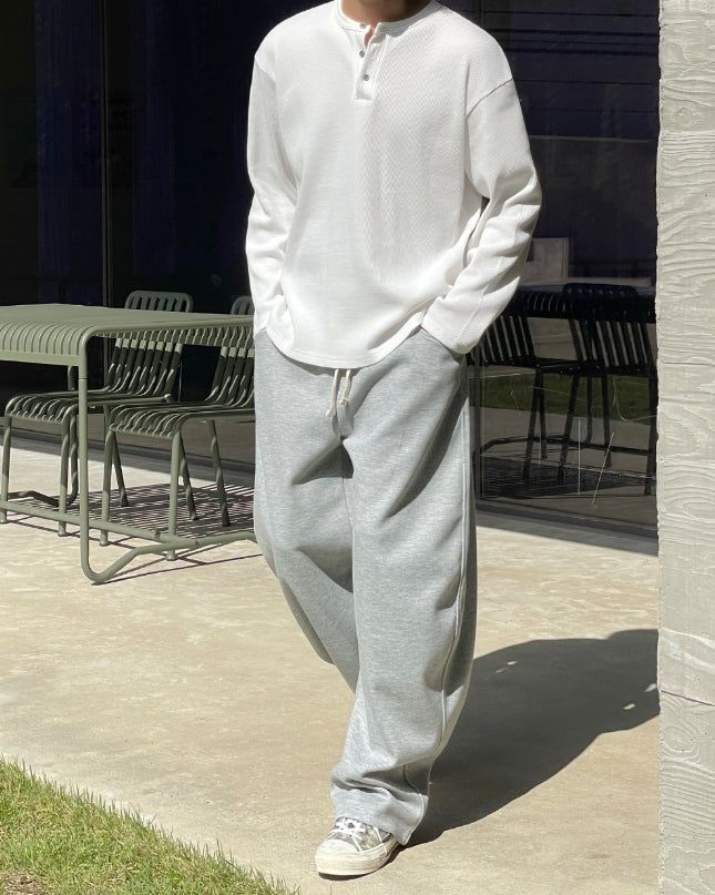 Kitsa Henley Neck Waffle T-Shirt
