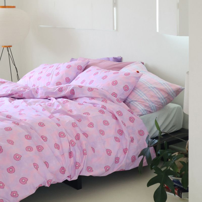 Pink donut pillow case
