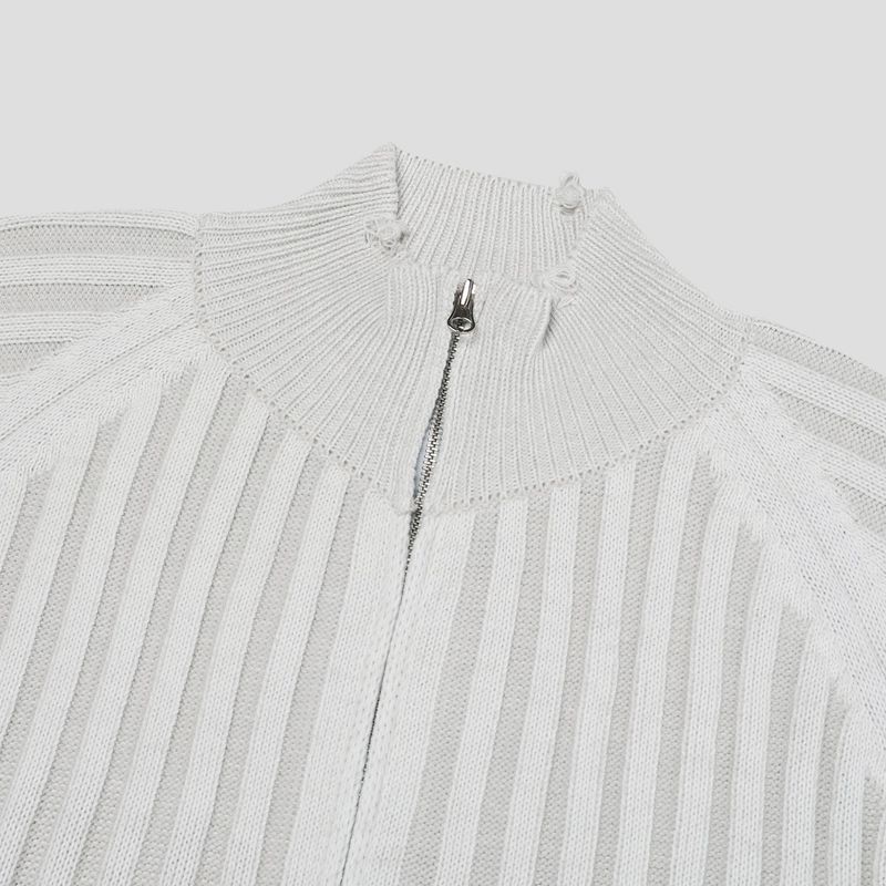 Sep Contrast Knitted Zip Up (3color)