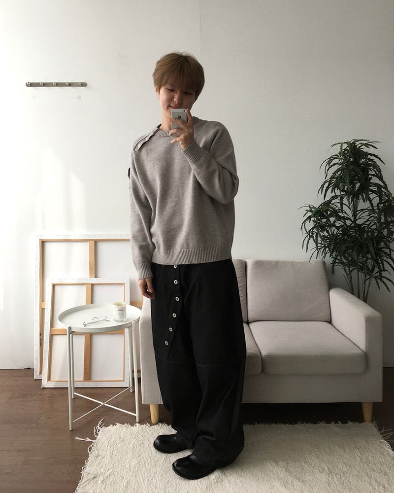 Bis Diagonal Button Knit