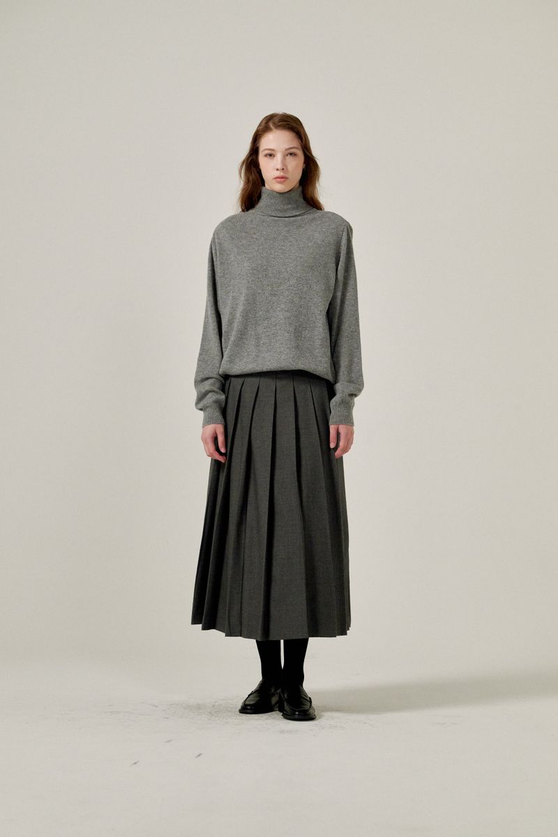 Cashmere turtle neck knit (Grey)