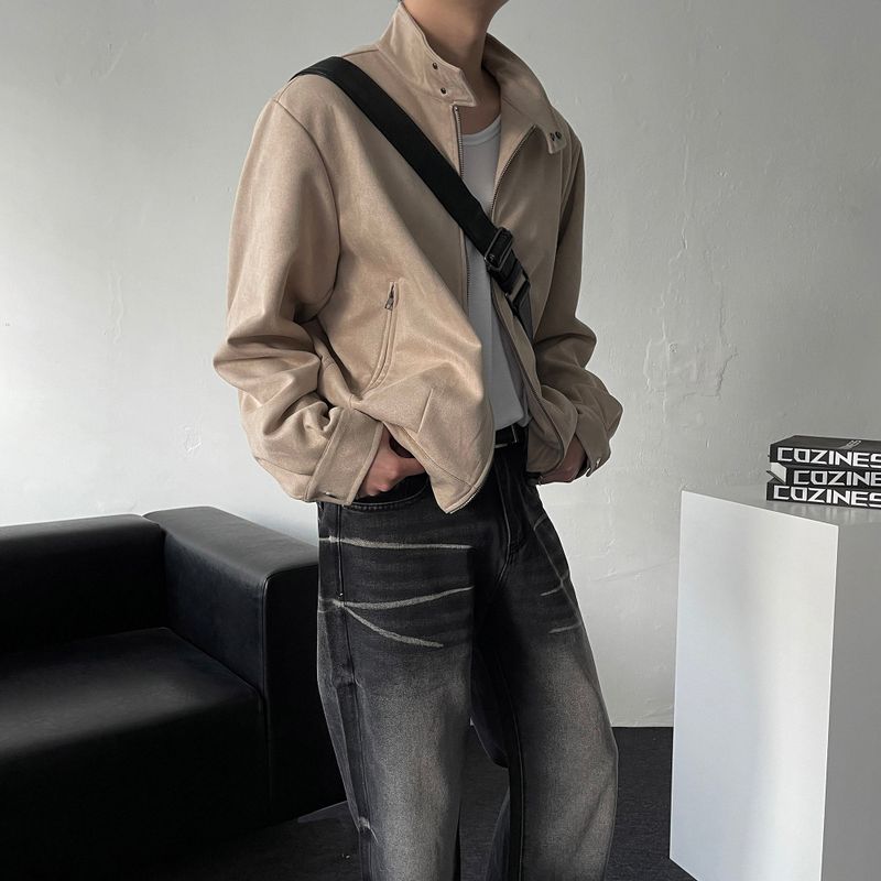 Chen Semi-cropped button suede jacket (3 colors)