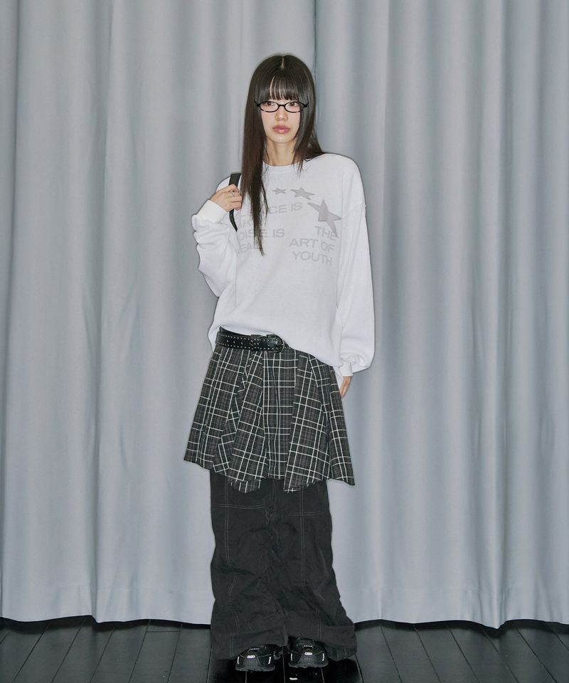 Star Applique Waffle Long Sleeve - OFF WHITE