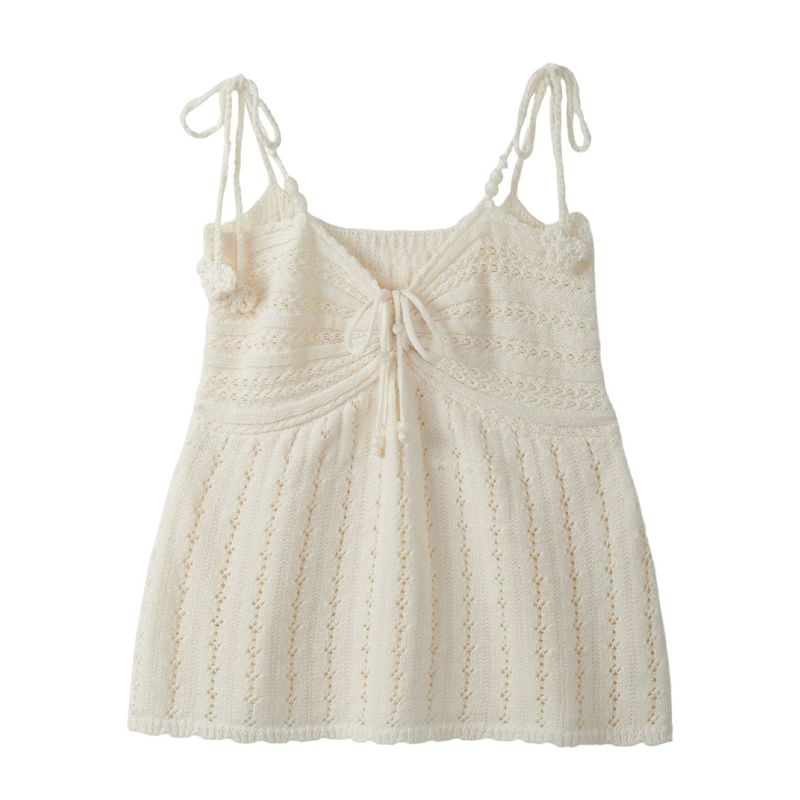 Blanc Crochet Ribbon Strap Knit