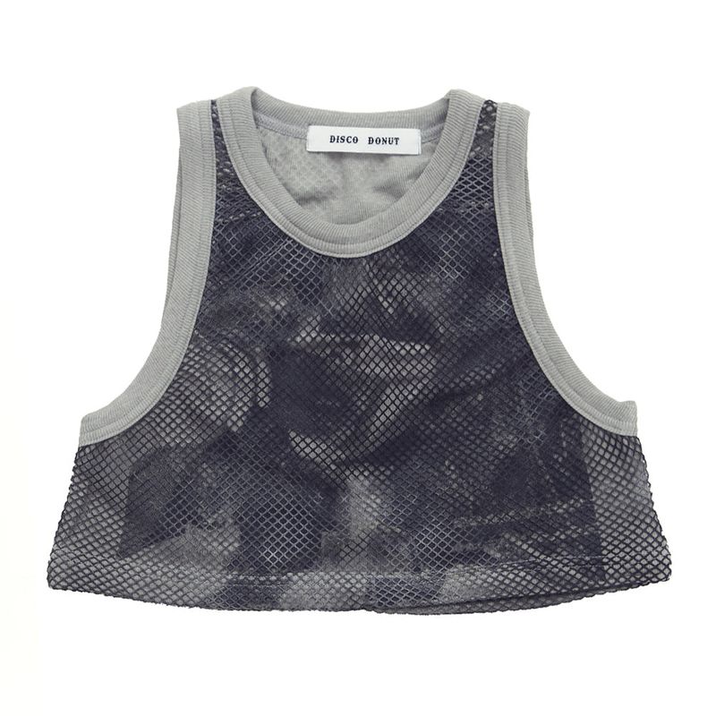 graphic mesh sleeveless croptop_khaki