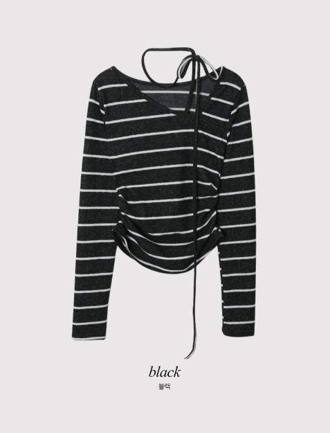 #Border Tie Point Slim Long Sleeve T-shirt (2color)