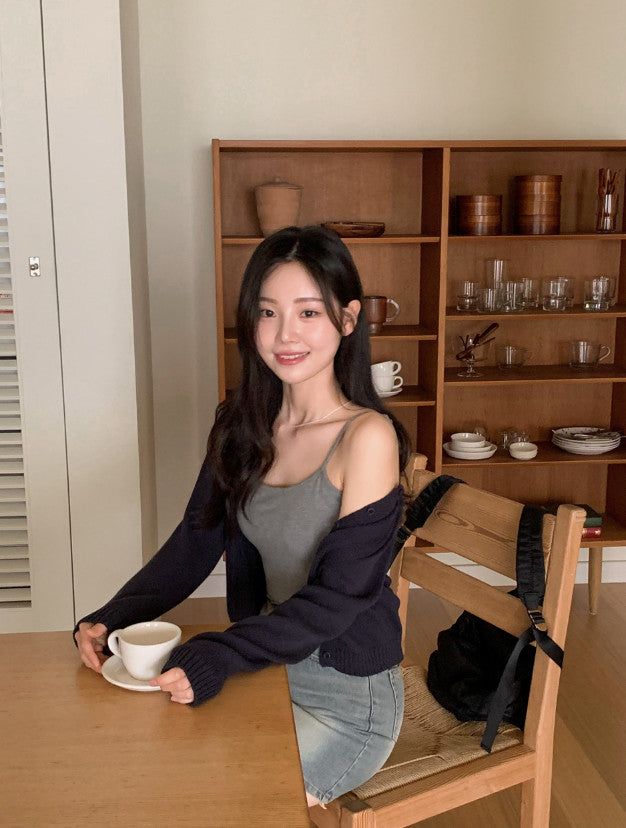 Basic Cotton100 Round Knit Cardigan (7color)