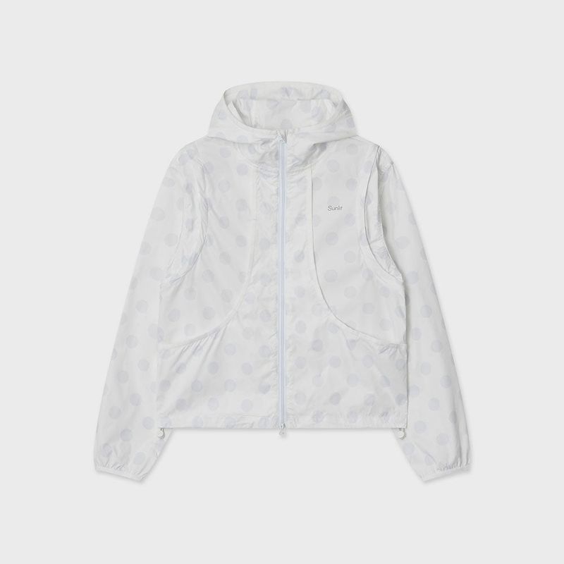 Sunlit（サンリット）の「2ウェイ ドット フーデッド ウィンドブレーカー (White)（ジャケット/アウター）」