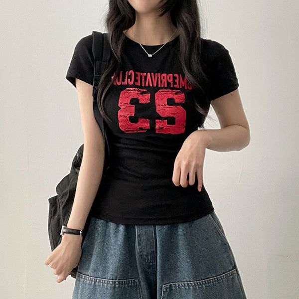 hijjoo（ハイチュー）の「Rika number lettering short sleeve tee（Tops）」