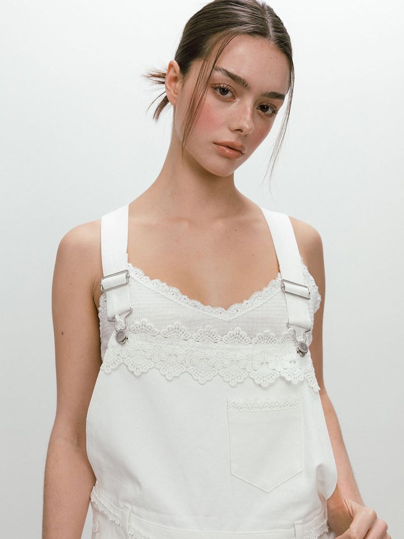 FLOWER LACE OVERALL / WHITE