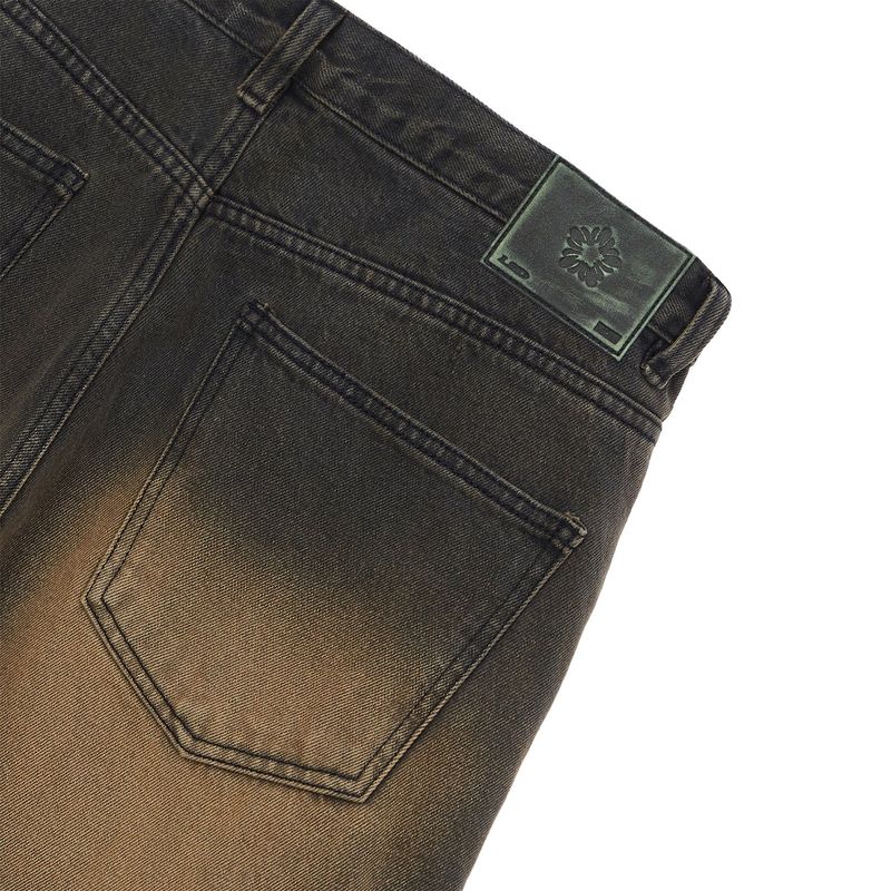 [ULKIN] MUGUNG Applique Washed Denim Pants_Black