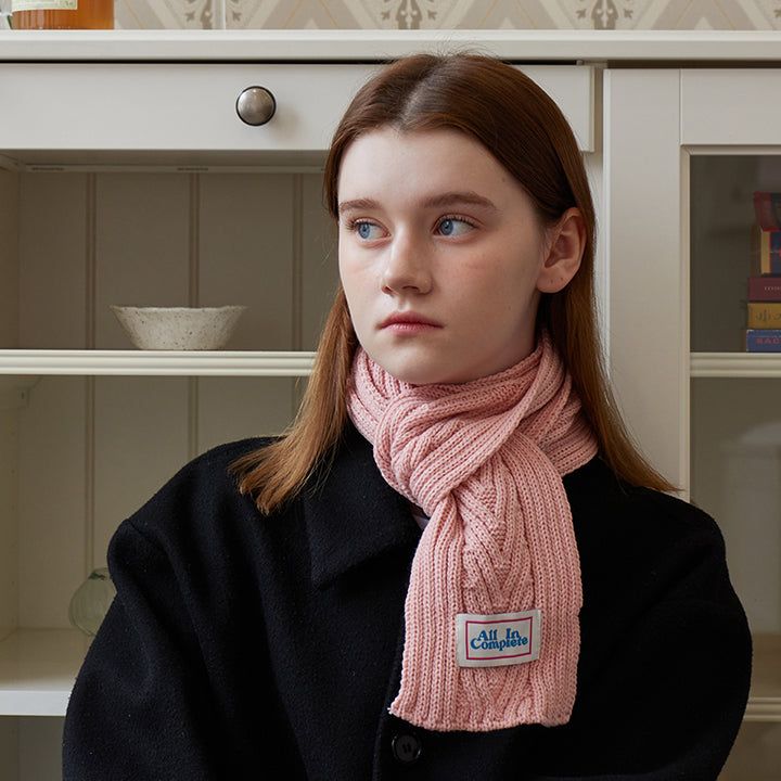 Arrow Knit Mini Muffler (Pink)