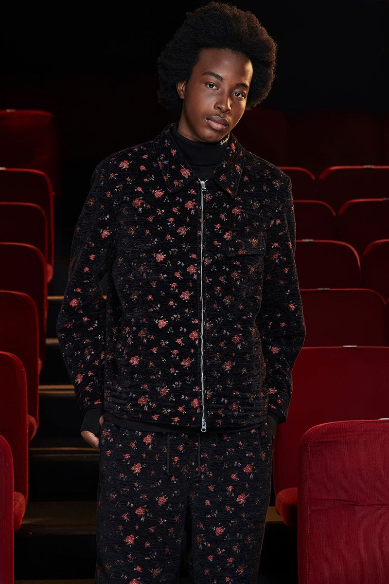 FLORAL JACQUARD PANTS / BLACK