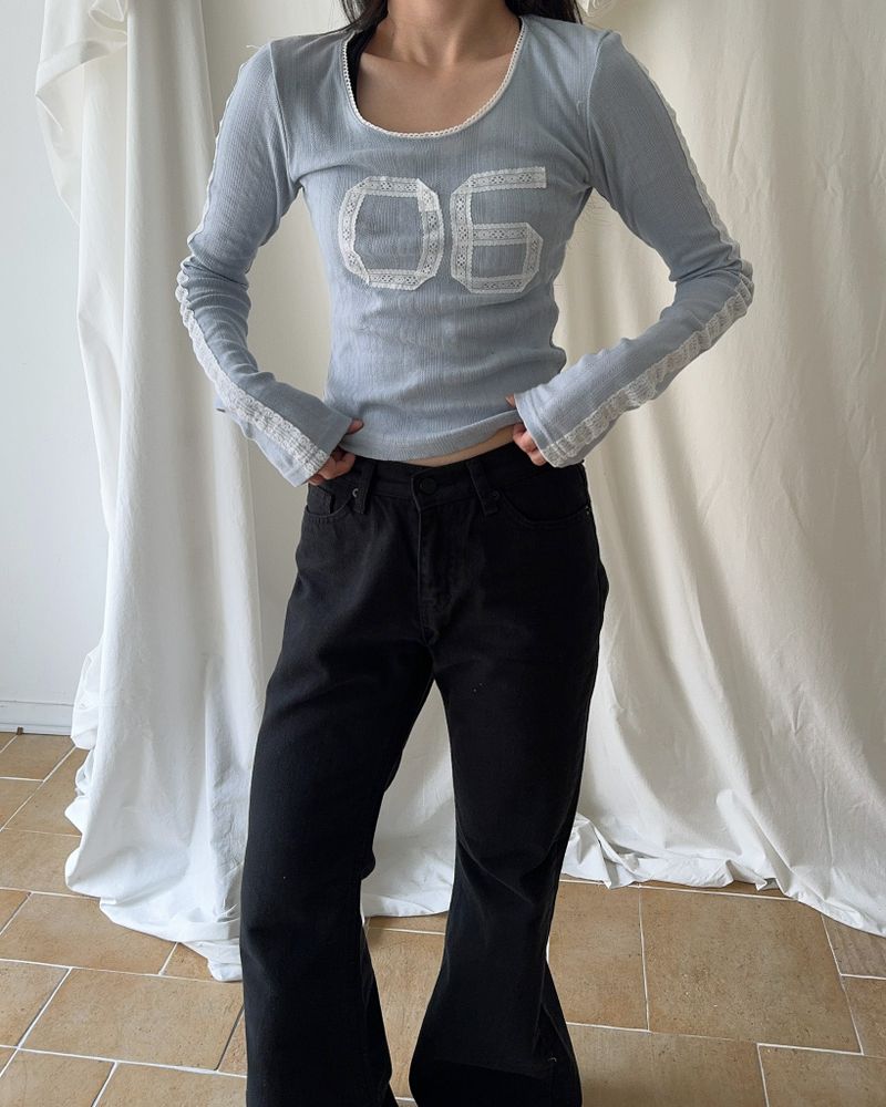 YEOWOONKOREA（ヨウンコリア）の「レースナンバリングクロップTシャツ（トップス）」