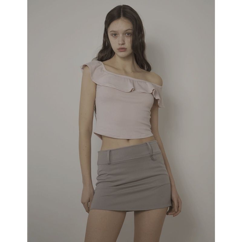 BELT MINI SKIRT-ASH BEIGE