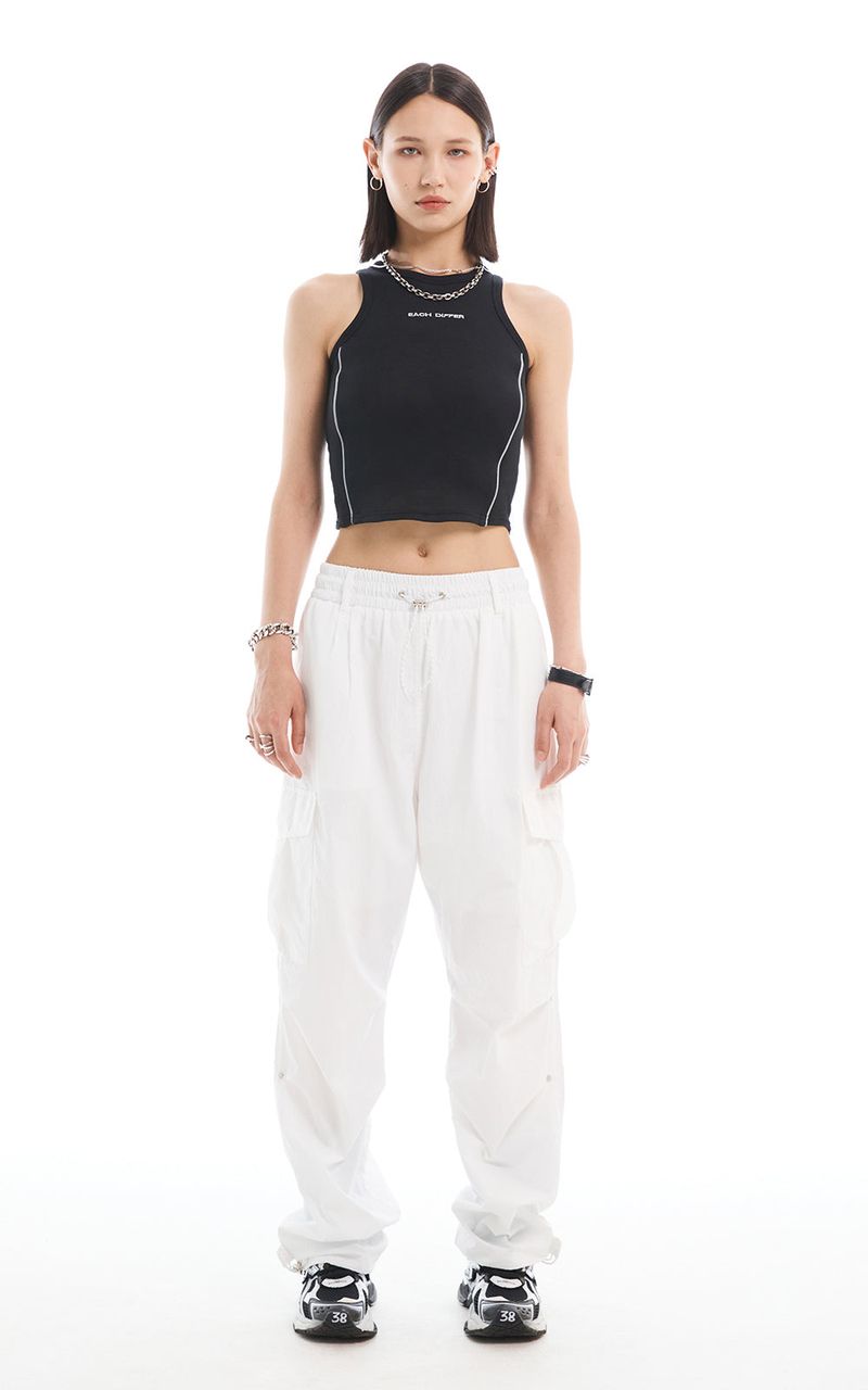 REFLECTIVE PIPING CROP TOP_BLACK