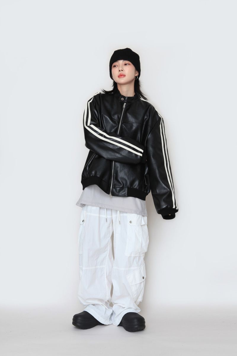Biker Track Leather Jacket