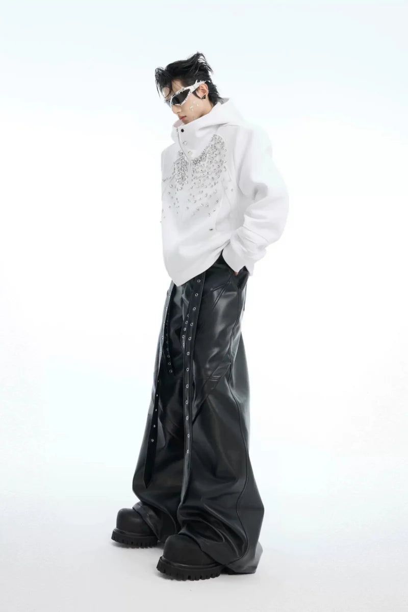 Rhinestone Zip-Up Hoodie