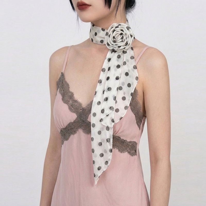POLKA ROSE SCARF SET (IVORY, SKY 2COLORS!)