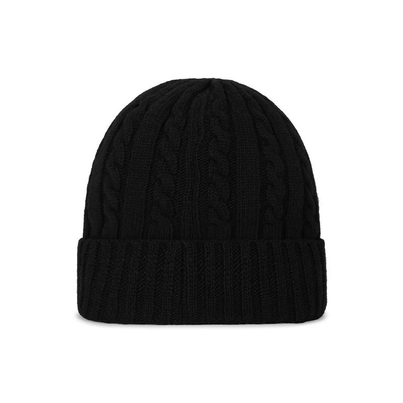 VA Applique Cable Knit Beanie / Black