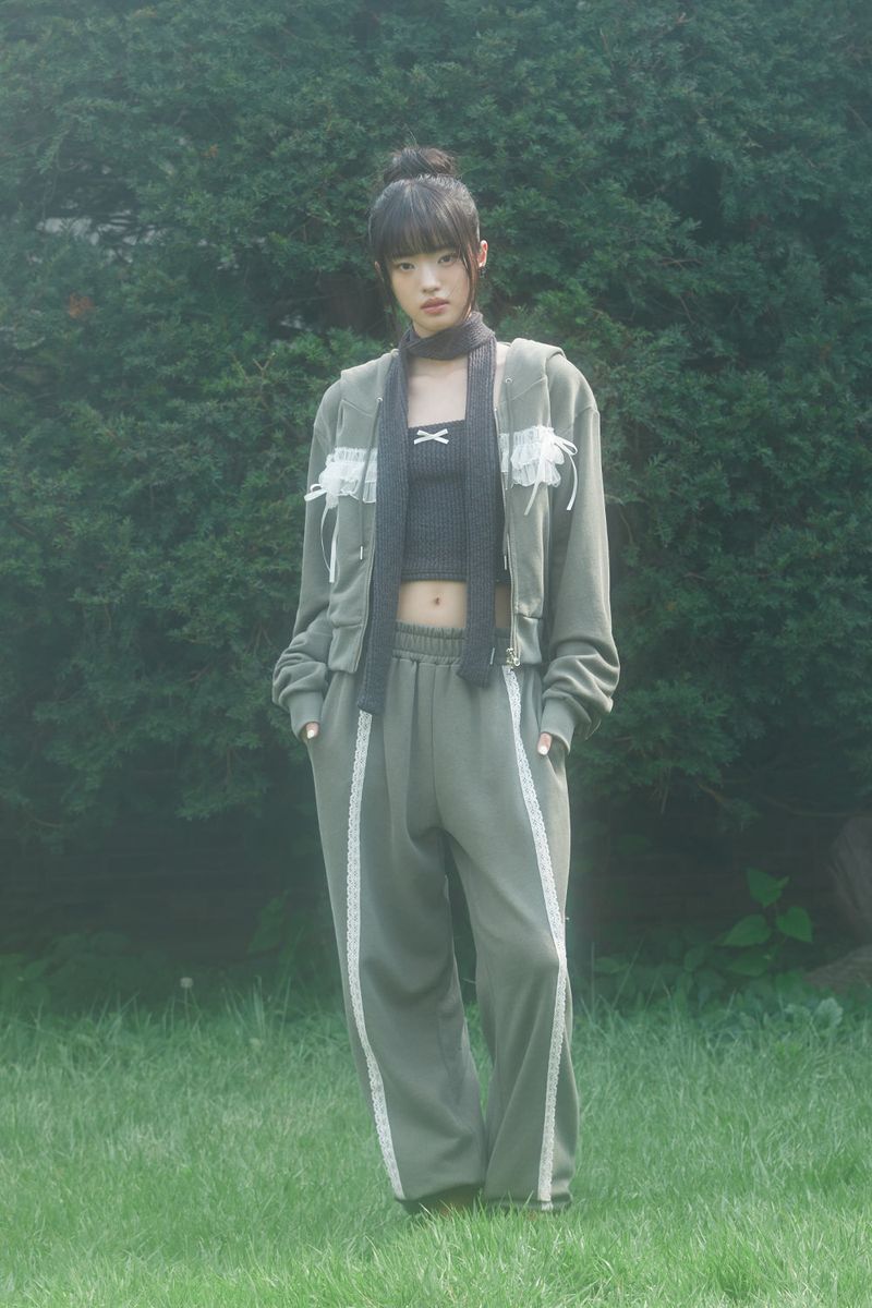 LACE  PIGMENT PANTS (KHAKI)